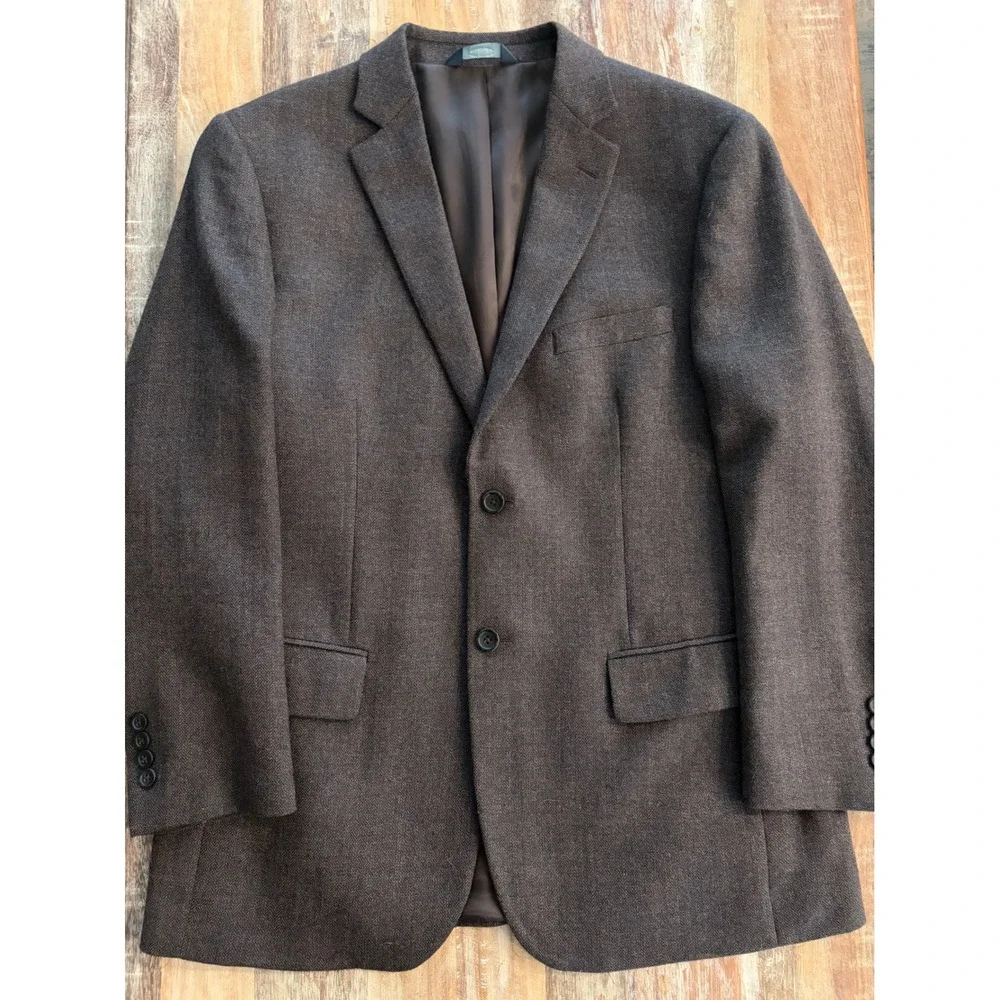 Pronto Uomo Platinum Luxury Wool Blazer Brown Herringbone Sport Coat 42 Regular